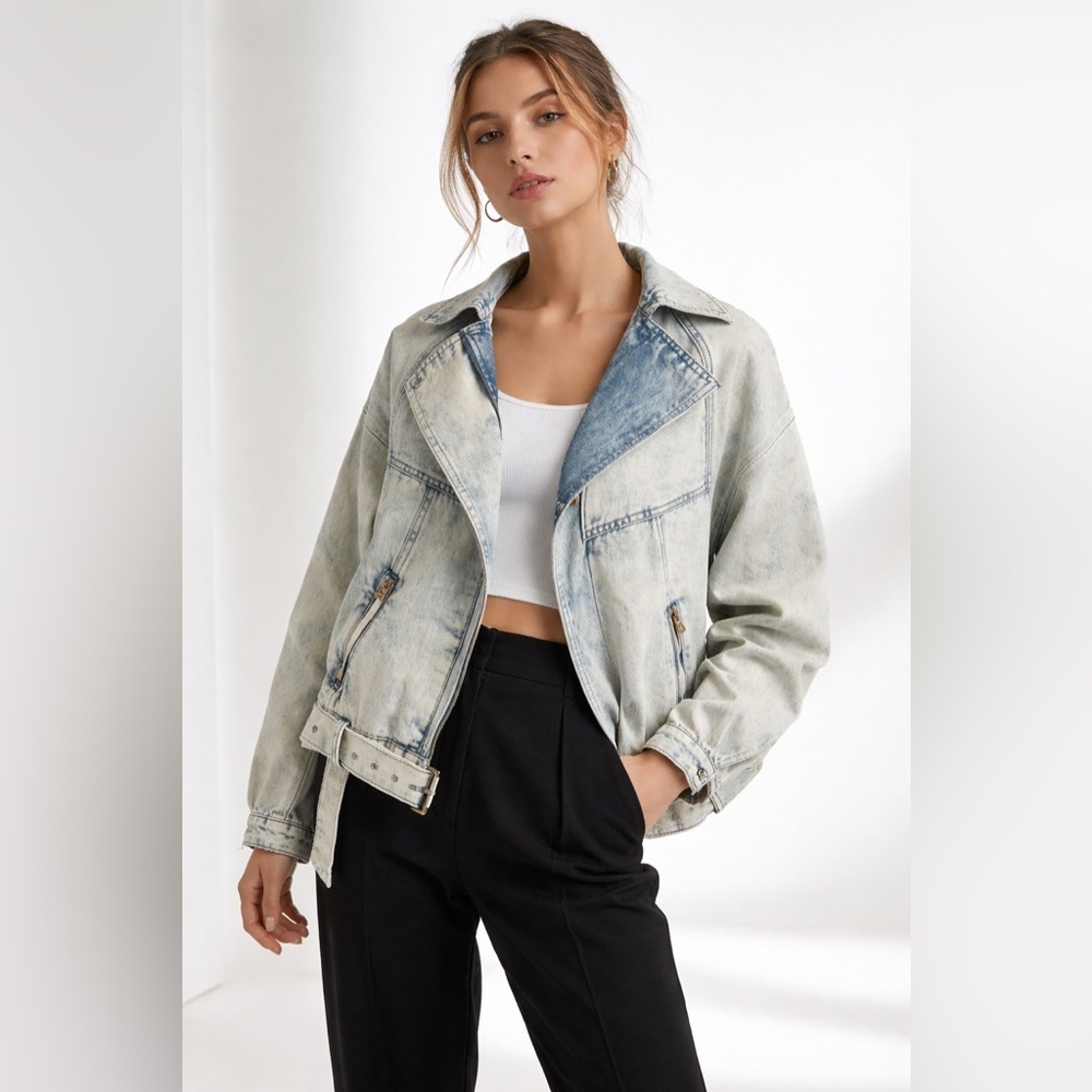 Forever 21 NWT acid wash vintage style light denim wash Jean jacket - S